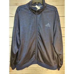 Adidas Athletic Jacket Navy Blue & Black Performance Full Zip  Men's Size 2XL